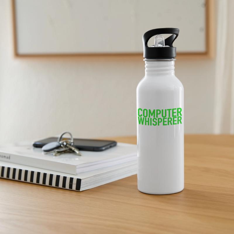 Computer Whisperer Tech Support IT Support IT Nerd Trinkflasche mit integriertem Trinkhalm