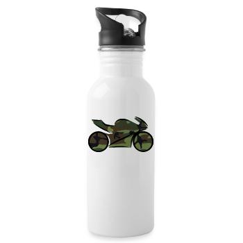 Motorcycle camouflage - Water bottle with straw - white - Right