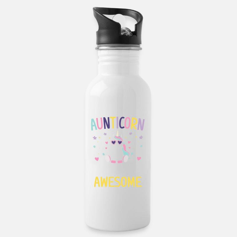 Aunticorn like a normal Aunt only more awesome - Water bottle with straw - white