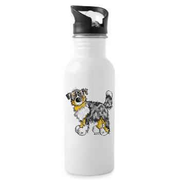 Australian Shepherd – Aussie – t-shirt design - Water bottle with straw - white - Right