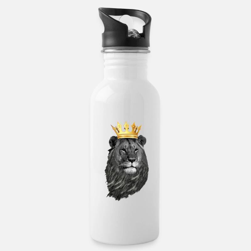 King Lion - Gourde avec paille intégrée - blanc