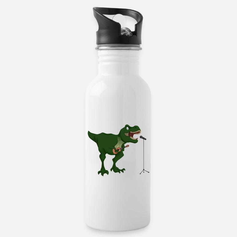 T-Rex guitare Trex Dino cadeau guitariste - Gourde avec paille intégrée - blanc