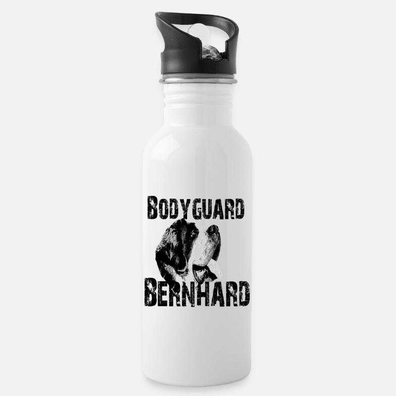 Bernhardiner,Hundekopf,Hundebesitzer,Hunde - Trinkflasche mit integriertem Trinkhalm - Weiß