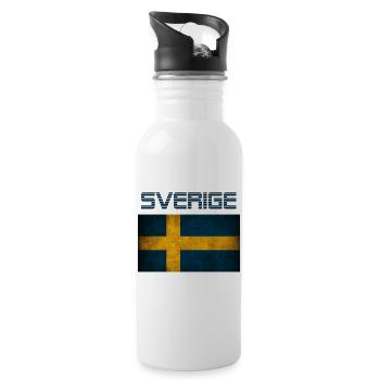 Swede Sweden Swedish gift Swedish flag - Water bottle with straw - white - Right