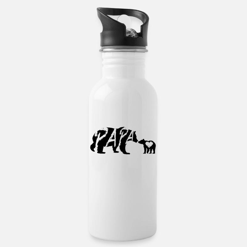Papa 2019 Papa Bär Kind Geschenk - Trinkflasche mit integriertem Trinkhalm - Weiß