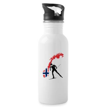 Biathlon Saison Norway Norwegen Norge als Geschenk - Trinkflasche mit integriertem Trinkhalm - Weiß - Rechts