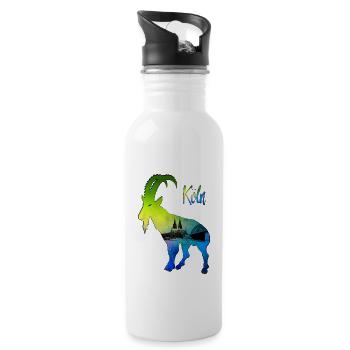 Cologne Cathedral Geißbock Hennes - Water bottle with straw - white - Right