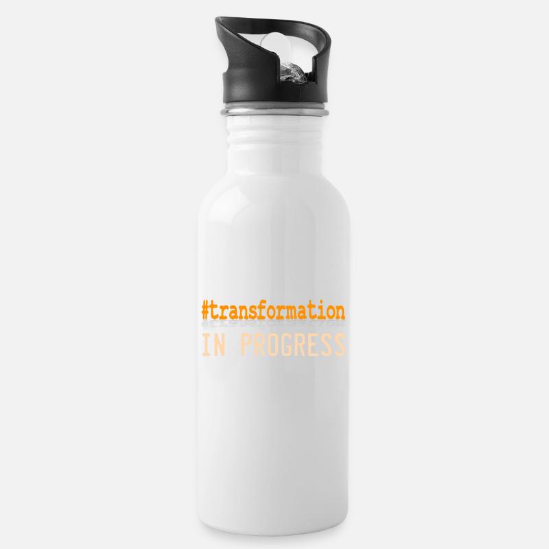 Conception de tee-shirt « Transformation en cours » pour - Gourde avec paille intégrée - blanc