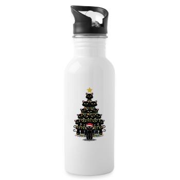 Schwarze Katzen Weihnachtsbaum Katze Christmas - Trinkflasche mit integriertem Trinkhalm - Weiß - Rechts
