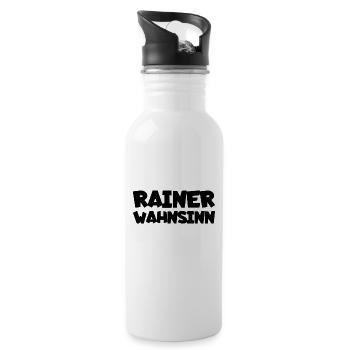 Reiner Wahnsinn Geschenkidee für alle Rainer Fun - Trinkflasche mit integriertem Trinkhalm - Weiß - Rechts