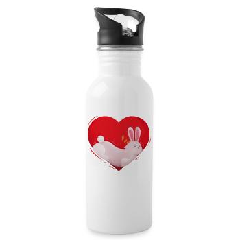 Bunny Rabbit Bunny Love Heart Pet Gift - Water bottle with straw - white - Right