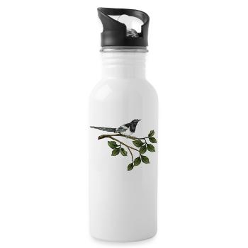 Elster Vogel - Trinkflasche mit integriertem Trinkhalm - Weiß - Rechts