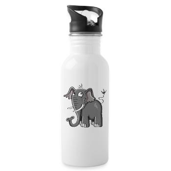 Kleiner Grauer Elefant I Elefanten Comic Geschenk - Trinkflasche mit integriertem Trinkhalm - Weiß - Rechts