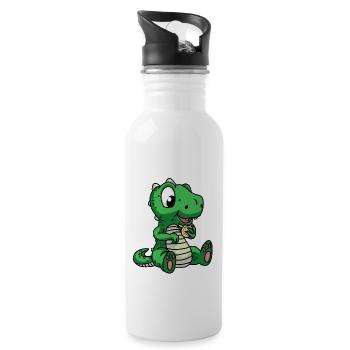 Dino Drache Fantasy Kind Kekse Geburtstagsgeschenk - Trinkflasche mit integriertem Trinkhalm - Weiß - Rechts