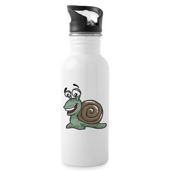 Glückliche Schnecke Cartoon Comic Langsam - Trinkflasche mit integriertem Trinkhalm - Weiß - Rechts