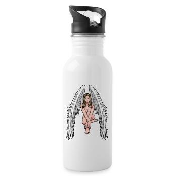Engel Sexy Engelchen Christmas Xmas Männer - Trinkflasche mit integriertem Trinkhalm - Weiß - Rechts