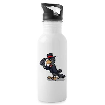 black raven raven crow crows bird - Water bottle with straw - white - Right