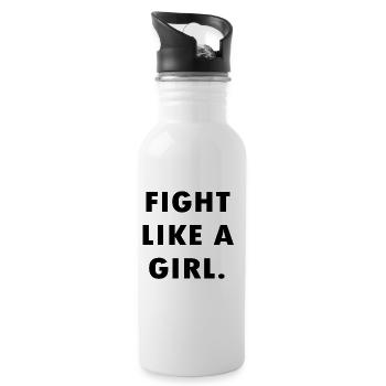 Fight like a Girl Fuck Cancer - Water bottle with straw - white - Right