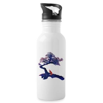 Renard Arbre Nature Faune Aventure Vie Terre - Gourde avec paille intégrée - blanc - Droite