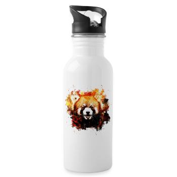 Roter Panda Porträt ws std - Trinkflasche mit integriertem Trinkhalm - Weiß - Rechts