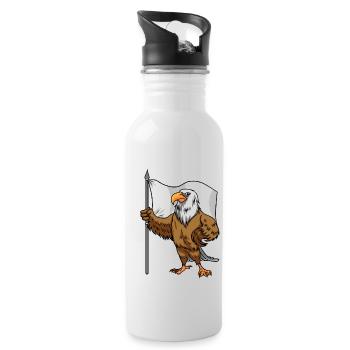 Proud Eagle with Peace Flag Bald Eagle - Water bottle with straw - white - Right