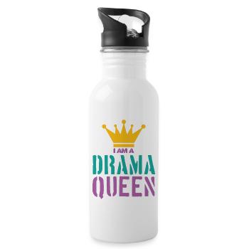 Drama Queen Spruch - Trinkflasche mit integriertem Trinkhalm - Weiß - Rechts