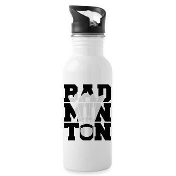 Badminton Logo Design - Trinkflasche mit integriertem Trinkhalm - Weiß - Rechts