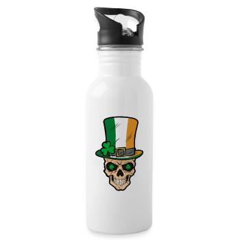 Tête de mort irlandaise Irlande Trèfle Bande dessinée - Gourde avec paille intégrée - blanc - Droite