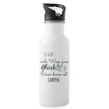 Camping Happiness Camping Camper Tent Saying Gift - Water bottle with straw - white - Right