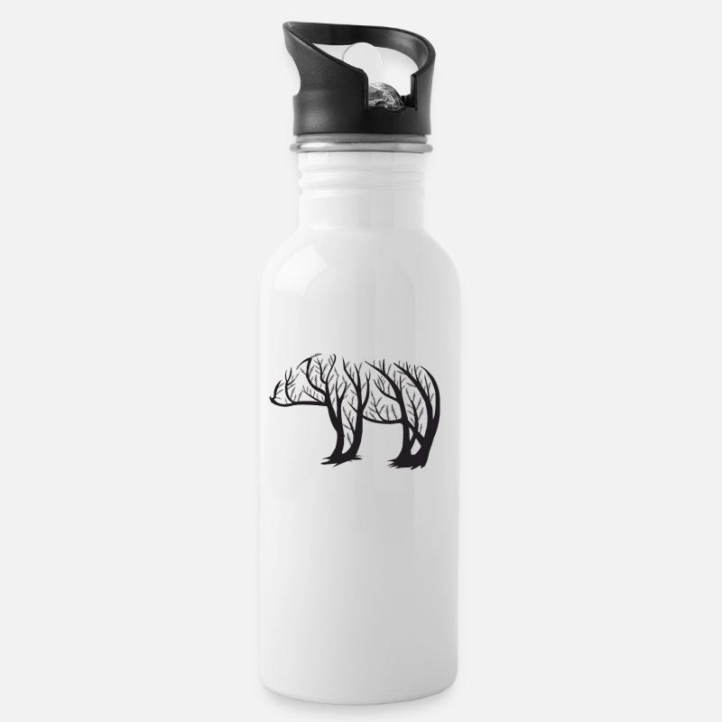 Bär - Trinkflasche mit integriertem Trinkhalm - Weiß