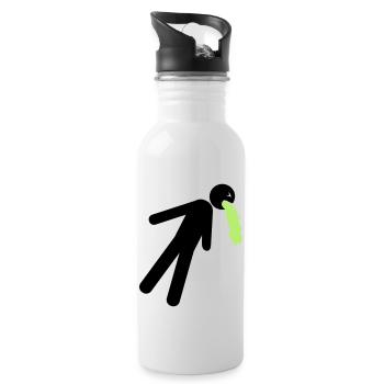funny puking vomit nausea hangover alcohol - Water bottle with straw - white - Right
