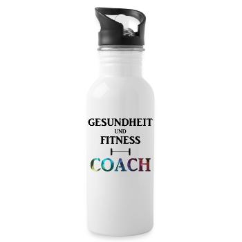 Gesundheit und Fitness Coach - Funny Sport Shirts - Trinkflasche mit integriertem Trinkhalm - Weiß - Rechts