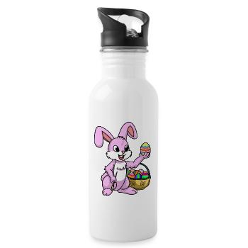 Pink Easter Bunny Egg Easter Bunny Painting Child Easter Eggs - Water bottle with straw - white - Right