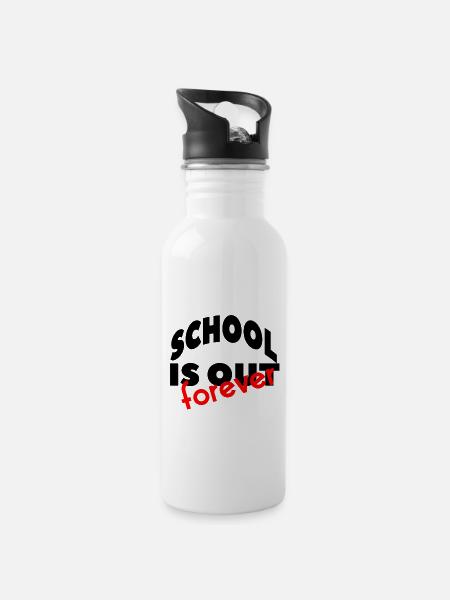 Abi, Abschluss, Matura | Design - Trinkflasche mit integriertem Trinkhalm - Weiß