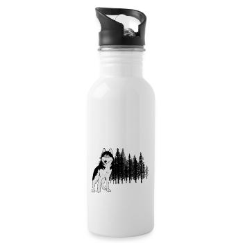 Gebirge Mountains Husky Wildnis Wild Xmas Hund - Trinkflasche mit integriertem Trinkhalm - Weiß - Rechts