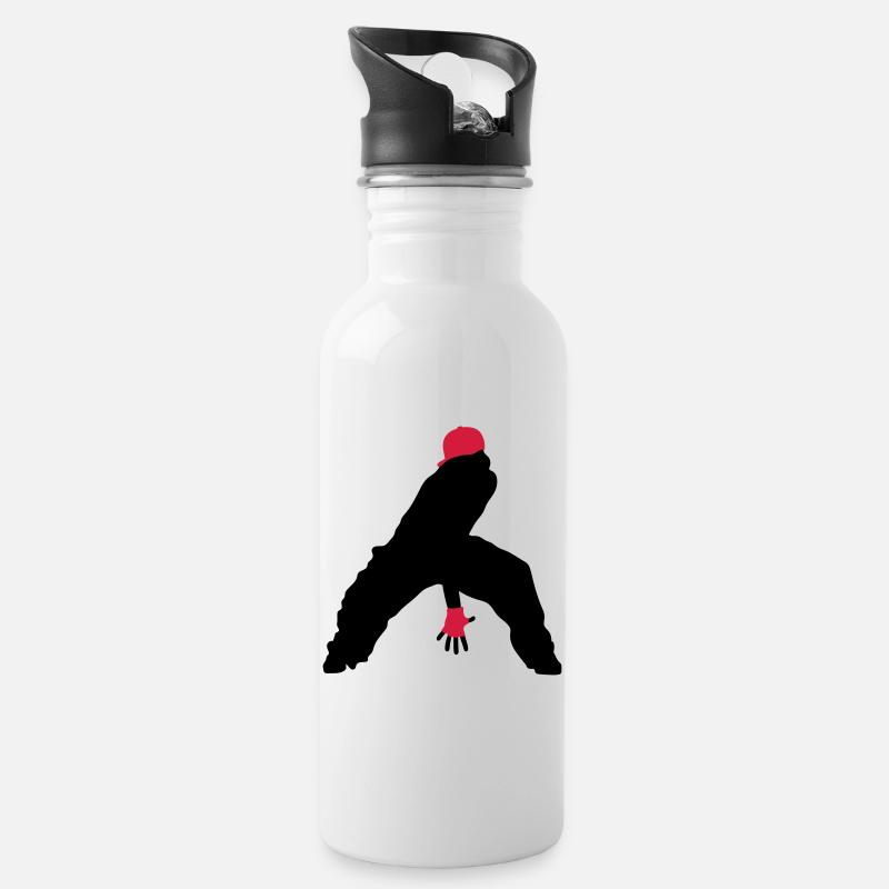 Hip Hop - Trinkflasche mit integriertem Trinkhalm - Weiß