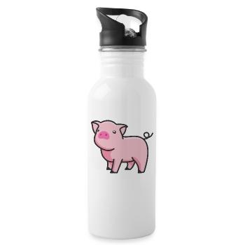 Porc doux - Gourde avec paille intégrée - blanc - Droite
