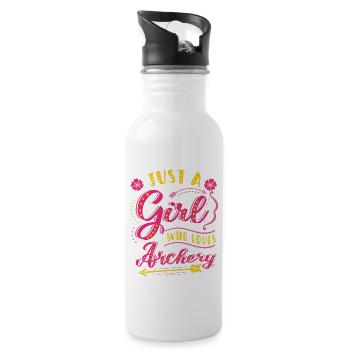 Just A Girl Who Loves Archery - Water bottle with straw - white - Right