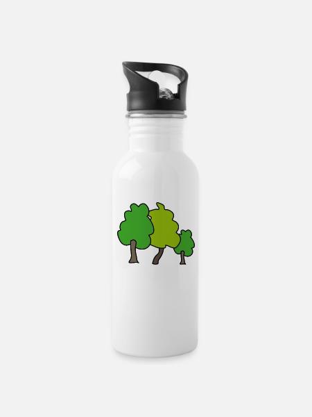 arbres - Gourde avec paille intégrée - blanc