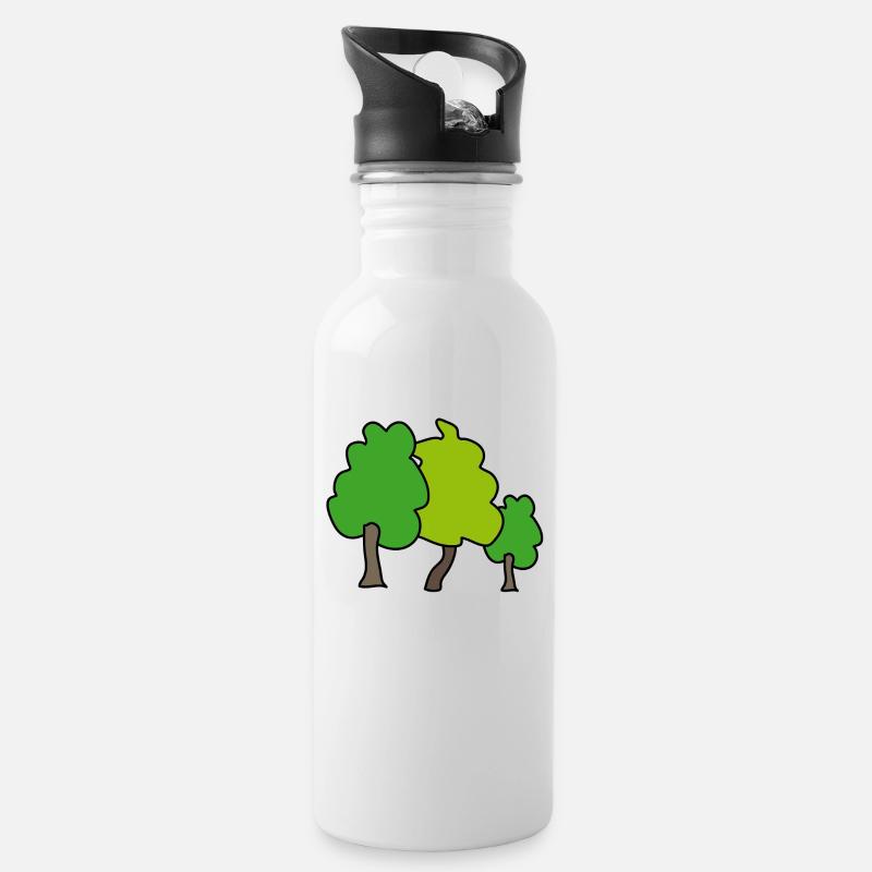 trees - Water bottle with straw - white