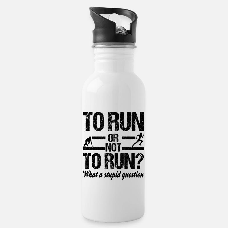 Running - Water bottle with straw - white