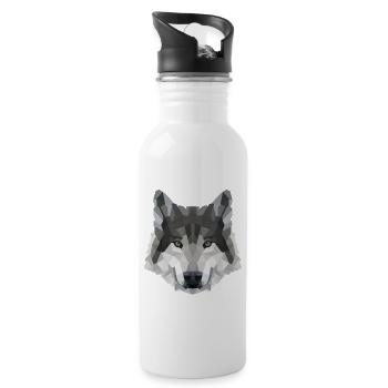 POLYGON WOLF WÖLFE HUSKY RUDEL HUND Rudel - Trinkflasche mit integriertem Trinkhalm - Weiß - Rechts