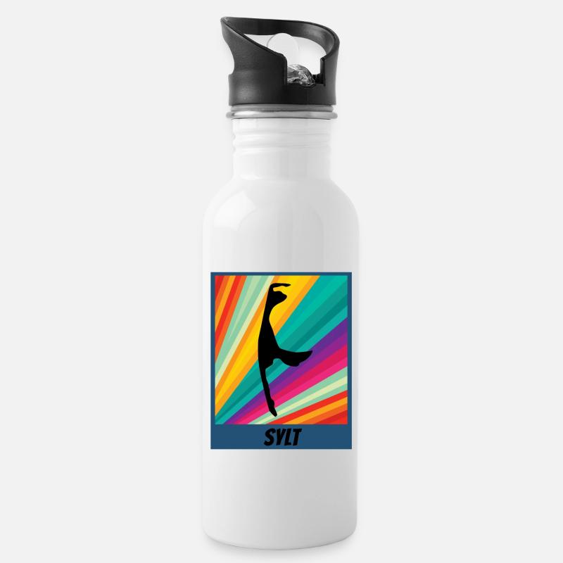 Sylt - Trinkflasche mit integriertem Trinkhalm - Weiß