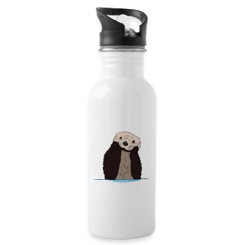 loutre mignonne et mignonne en cadeau boîte loutre - Gourde avec paille intégrée - blanc - Droite