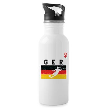 Frauenfussball Deutschland - Trinkflasche mit integriertem Trinkhalm - Weiß - Rechts