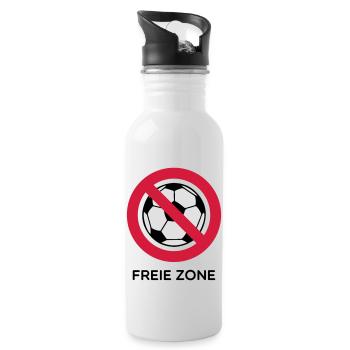 Anti Fussball - Trinkflasche mit integriertem Trinkhalm - Weiß - Rechts