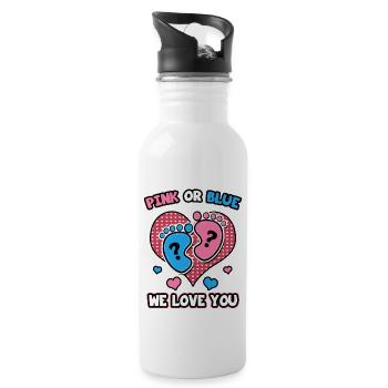 Pink Or Blue We Love You - Water bottle with straw - white - Right