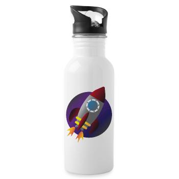 Fusée vaisseau spatial espace enfants enfants voyage dans l'espace - Gourde avec paille intégrée - blanc - Droite