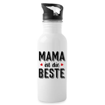 Mama ist die Beste – Geschenk zum Muttertag 2023 - Trinkflasche mit integriertem Trinkhalm - Weiß - Rechts