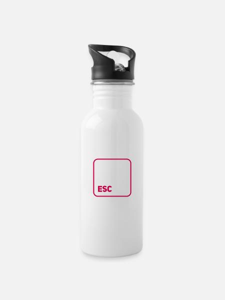 esc taste - Trinkflasche mit integriertem Trinkhalm - Weiß